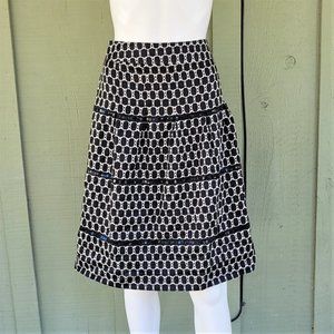 ANN TAYLOR LOFT Black Print Sequin Cotton Skirt 10 Prairie Style